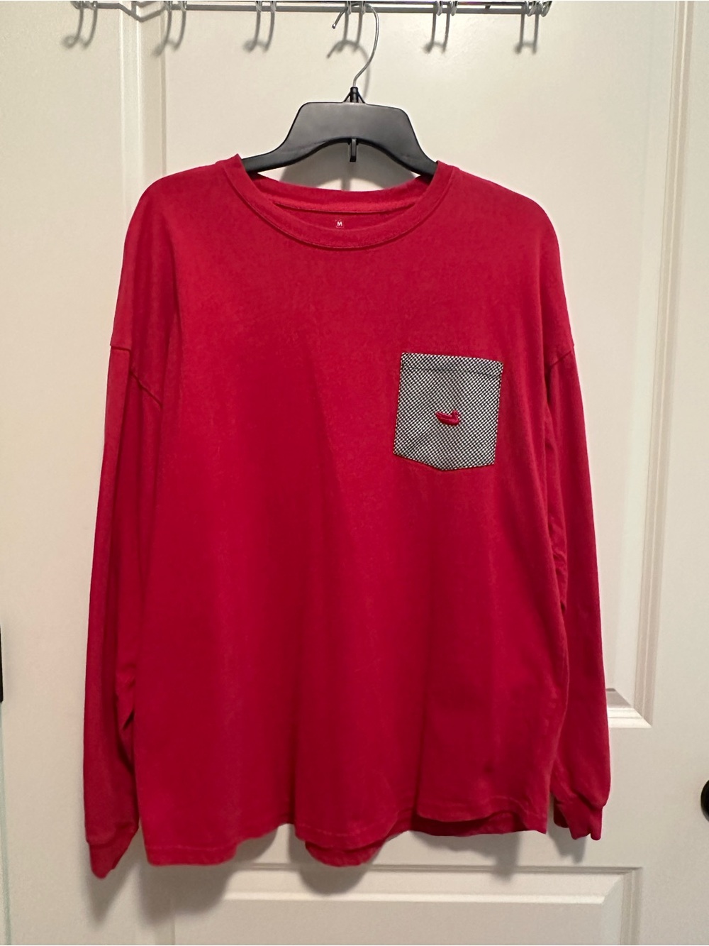 Southern Marsh Red Long Sleeve Tee with Patterned Pocket